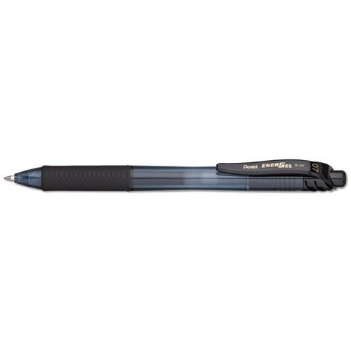 Pentel EnerGel-X Gel Pen, Retractable, Medium 0.7 mm, Black Ink, Black Barrel, Dozen BL107A