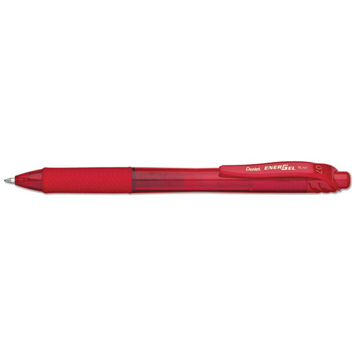 Pentel EnerGel-X Gel Pen, Retractable, Medium 0.7 mm, Red Ink, Red Barrel, Dozen BL107B
