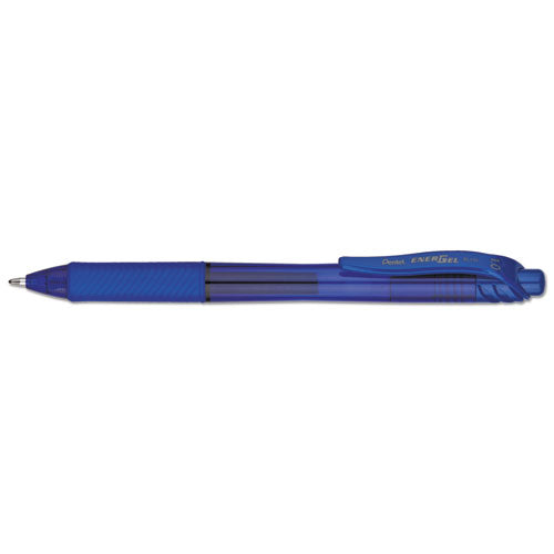 Pentel EnerGel-X Gel Pen, Retractable, Bold 1 mm, Blue Ink, Translucent Blue Barrel, Dozen BL110C
