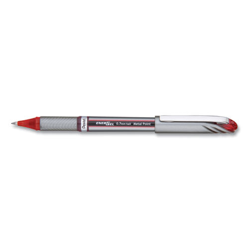 Pentel EnerGel NV Gel Pen, Stick, Medium 0.7 mm, Red Ink, Red Barrel, Dozen BL27B