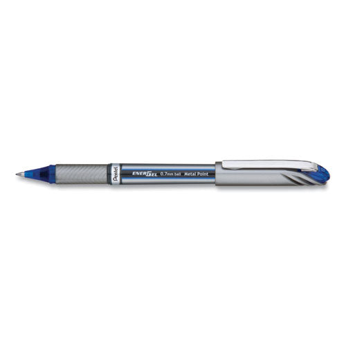Pentel EnerGel NV Gel Pen, Stick, Medium 0.7 mm, Blue Ink, Blue Barrel, Dozen BL27C