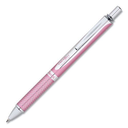 Pentel EnerGel Alloy RT Gel Pen, Retractable, Medium 0.7 mm, Black Ink, Pink Barrel BL407P-A