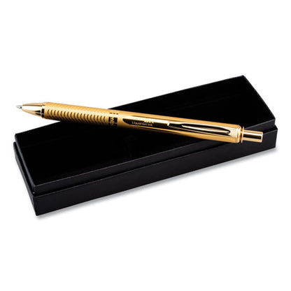 Pentel EnerGel Alloy Gel Pen, Retractable, Medium 0.7 mm, Black Ink, Gold Barrel BL407XABX
