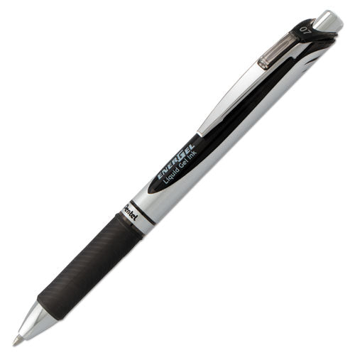 Pentel EnerGel RTX Gel Pen, Retractable, Medium 0.7 mm, Black Ink, Black-Gray Barrel BL77-A