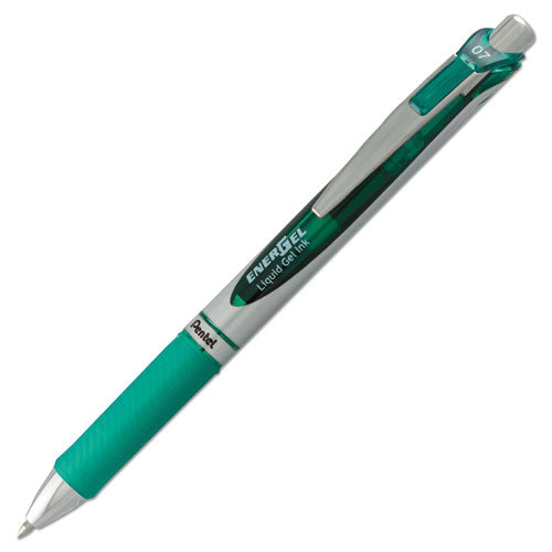 Pentel EnerGel RTX Gel Pen, Retractable, Medium 0.7 mm, Green Ink, Green-Gray Barrel BL77D