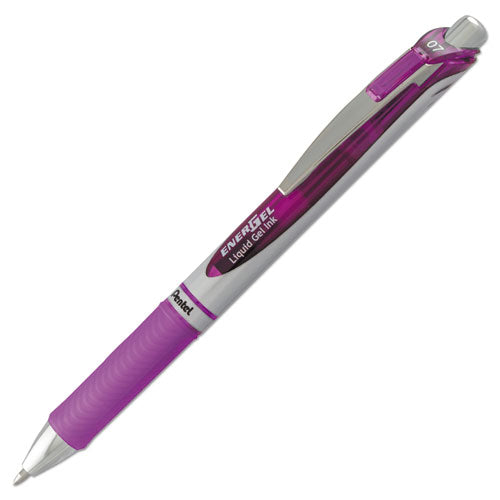 Pentel EnerGel RTX Gel Pen, Retractable, Medium 0.7 mm, Violet Ink, Violet-Gray Barrel BL77-V