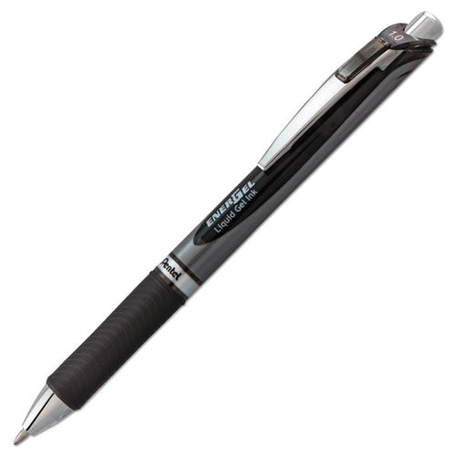 Pentel EnerGel RTX Gel Pen, Retractable, Bold 1 mm, Black Ink, Black-Gray Barrel BL80A