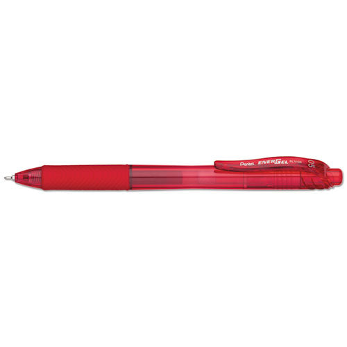 Pentel EnerGel-X Gel Pen, Retractable, Fine 0.5 mm Needle Tip, Red Ink, Red Barrel, Dozen BLN105B