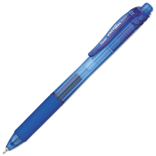 Pentel EnerGel-X Gel Pen, Retractable, Fine 0.5 mm Needle Tip, Blue Ink, Blue Barrel, Dozen BLN105C