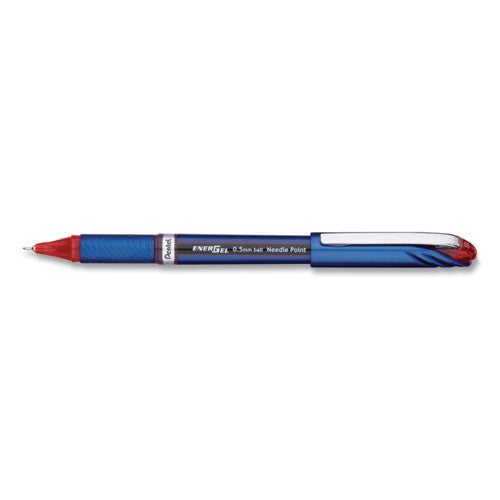Pentel EnerGel NV Gel Pen, Stick, Fine 0.5 mm Needle Tip, Red Ink, Red Barrel, Dozen BLN25B