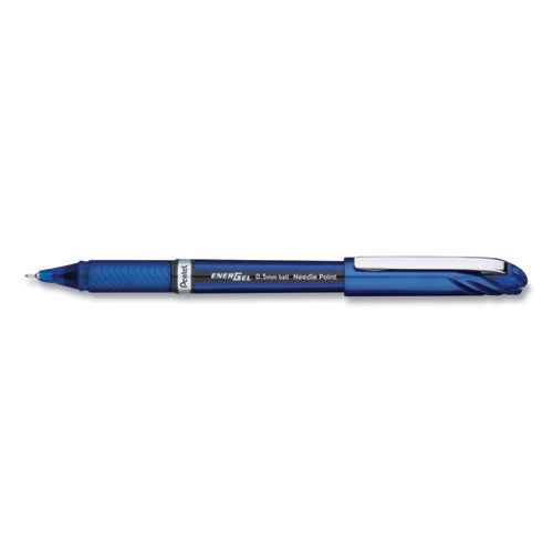 Pentel EnerGel NV Gel Pen, Stick, Fine 0.5 mm Needle Tip, Blue Ink, Blue Barrel, Dozen BLN25C