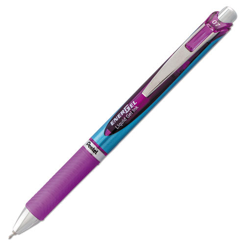 Pentel EnerGel RTX Gel Pen, Retractable, Medium 0.7 mm Needle Tip, Violet Ink, Violet-Gray Barrel BLN77-V