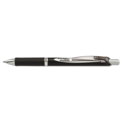 Pentel EnerGel PRO Permanent Ink Gel Pen, Retractable, Medium 0.7 mm, Black Ink, Black Barrel BLP77A