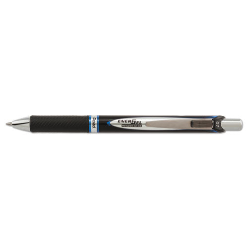 Pentel EnerGel PRO Permanent Ink Gel Pen, Retractable, Medium 0.7 mm, Blue Ink, Black Barrel BLP77C