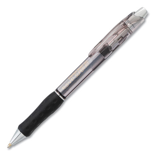 Pentel R.S.V.P. Super RT Ballpoint Pen, Retractable, Medium 1 mm, Black Ink, Black Barrel, Dozen BX480-A