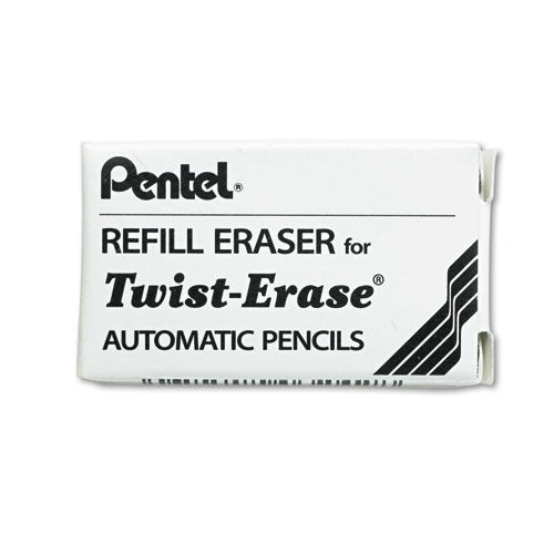 Pentel Eraser Refills for Pentel Side FX and Twist-Erase Pencils, Cylindrical Rod, White, 3-Tube E10