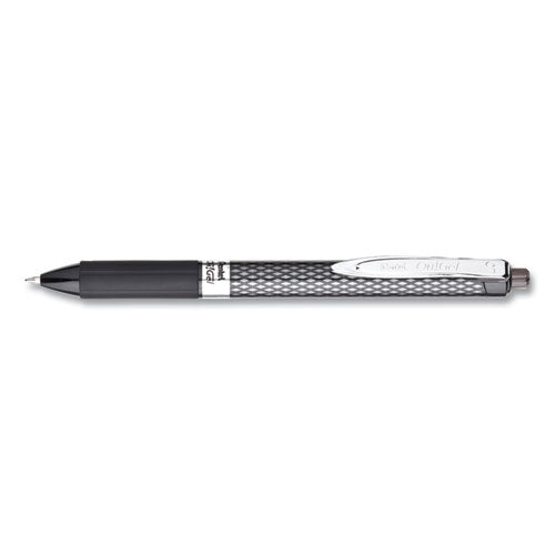 Pentel Oh! Gel Pen, Retractable, Medium 0.7 mm, Black Ink, Black Barrel, Dozen K497A