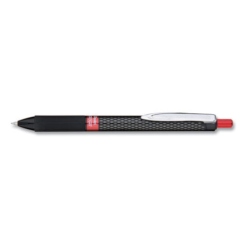 Pentel Oh! Gel Pen, Retractable, Medium 0.7 mm, Red Ink, Black Barrel, Dozen K497B