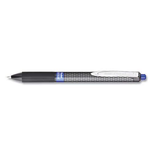 Pentel Oh! Gel Pen, Retractable, Medium 0.7 mm, Blue Ink, Black Barrel, Dozen K497C