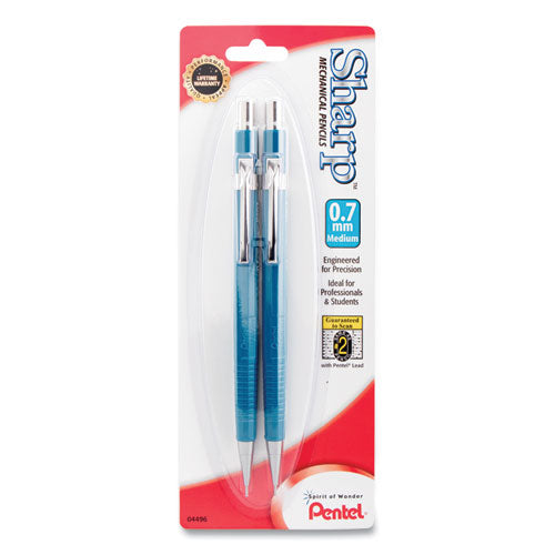Pentel Sharp Mechanical Pencil, 0.7 mm, HB (#2.5), Black Lead, Blue Barrel, 2-Pack P207BP2-K6