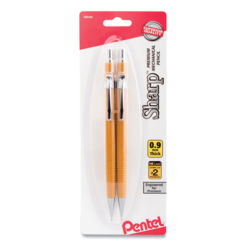 Pentel Sharp Mechanical Pencil, 0.9 mm, HB (#2.5), Black Lead, Yellow Barrel, 2-Pack P209BP2-K6