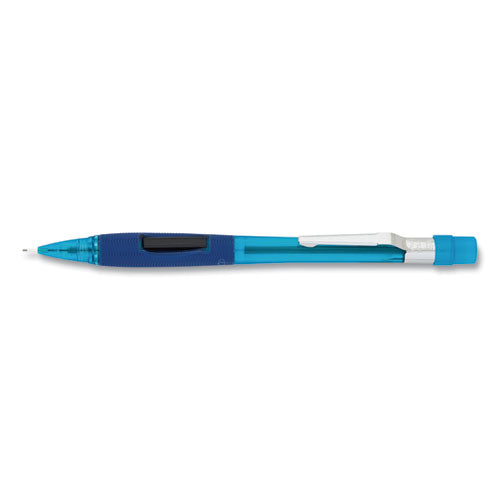 Pentel Quicker Clicker Mechanical Pencil, 0.5 mm, HB (#2.5), Black Lead, Transparent Blue Barrel PD345TC