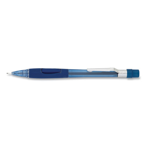 Pentel Quicker Clicker Mechanical Pencil, 0.7 mm, HB (#2.5), Black Lead, Transparent Blue Barrel PD347TC