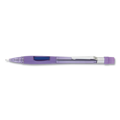 Pentel Quicker Clicker Mechanical Pencil, 0.7 mm, HB (#2.5), Black Lead, Transparent Violet Barrel PD347TV