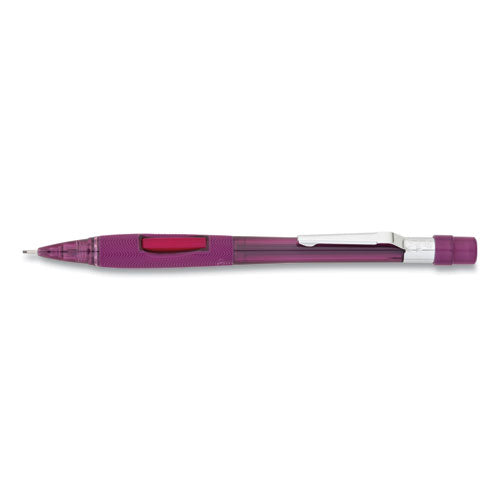 Pentel Quicker Clicker Mechanical Pencil, 0.9 mm, HB (#2.5), Black Lead, Transparent Burgundy Barrel PD349TB