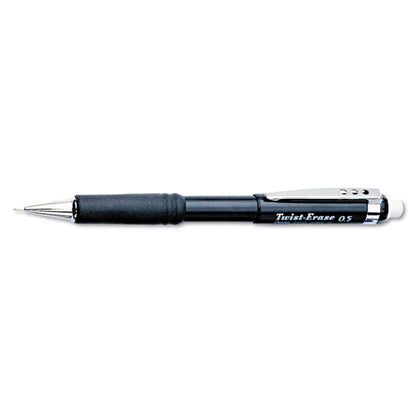 Pentel Twist-Erase III Mechanical Pencil, 0.5 mm, HB (#2.5), Black Lead, Black Barrel QE515A