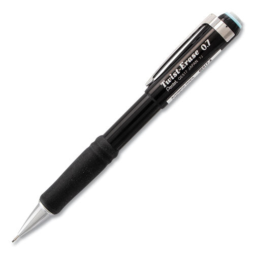 Pentel Twist-Erase III Mechanical Pencil, 0.7 mm, HB (#2.5), Black Lead, Black Barrel QE517A