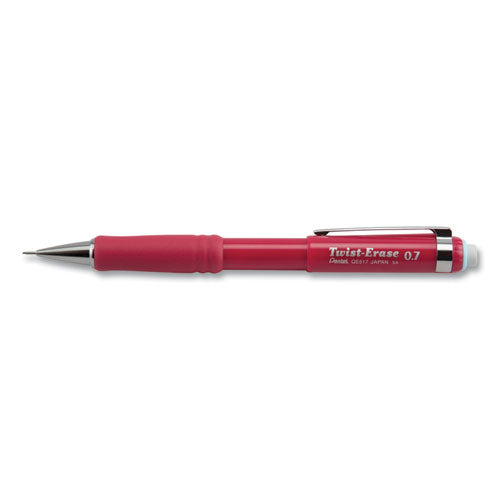 Pentel Twist-Erase III Mechanical Pencil, 0.7 mm, HB (#2.5), Black Lead, Red Barrel QE517B