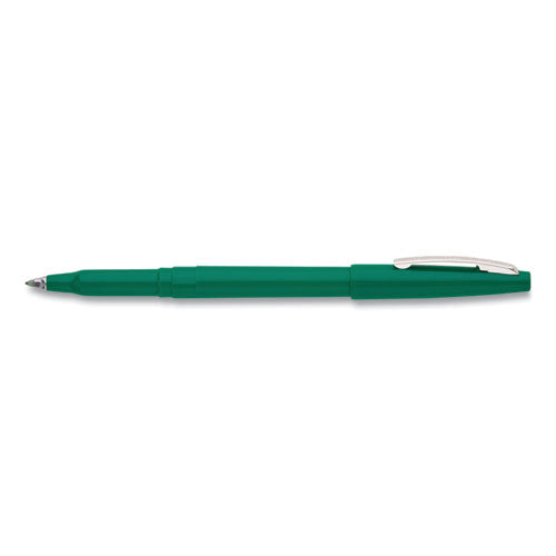 Pentel Rolling Writer Roller Ball Pen, Stick, Medium 0.8 mm, Green Ink, Green Barrel, Dozen R100D