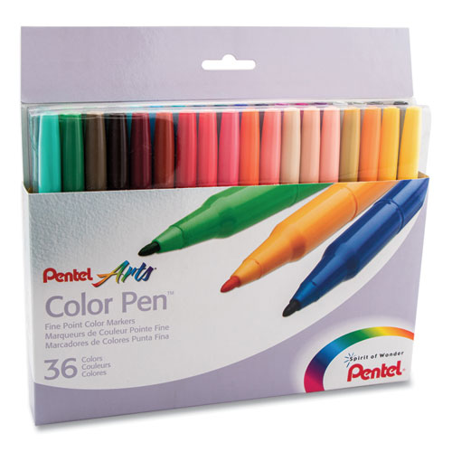 Pentel Fine Point 36-Color Pen Set, Fine Bullet Tip, Assorted Colors, 36-Set S36036
