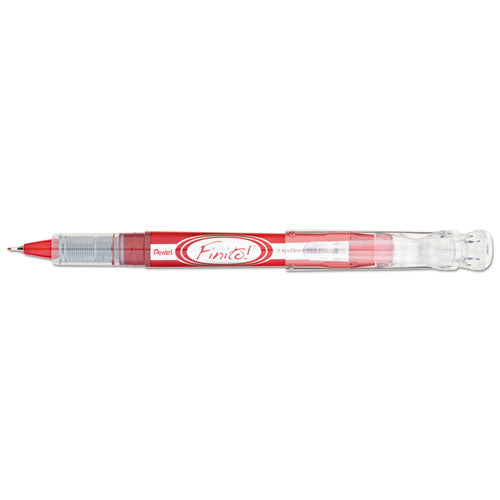 Pentel Finito! Porous Point Pen, Stick, Extra-Fine 0.4 mm, Red Ink, Red-Silver Barrel SD98B