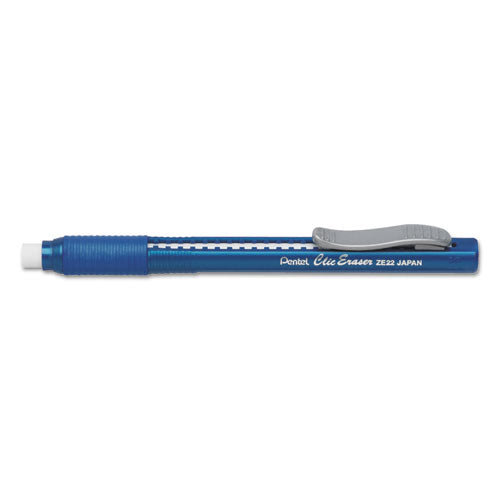 Pentel Clic Eraser Grip Eraser, For Pencil Marks, White Eraser, Blue Barrel ZE22C