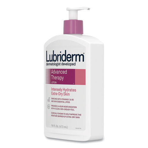 Lubriderm Advanced Therapy Moisturizing Hand-Body Lotion, 16 oz Pump Bottle, 12-Carton 48322
