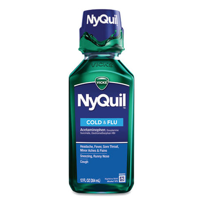 Vicks NyQuil Cold and Flu Nighttime Liquid, 12 oz Bottle, 12-Carton 01426