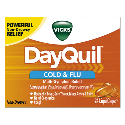 Vicks DayQuil Cold and Flu LiquiCaps, 24-Box, 24 Box-Carton 01443