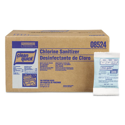 Clean Quick Powdered Chlorine-Based Sanitizer, 1oz Packet, 100-Carton 02584