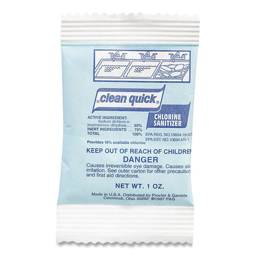 Clean Quick Powdered Chlorine-Based Sanitizer, 1oz Packet, 100-Carton 02584