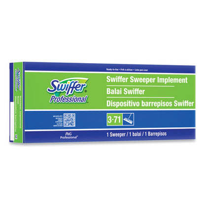 Swiffer Sweeper Mop, 10 x 4.8 White Cloth Head, 46" Green-Silver Aluminum-Plastic Handle, 3-Carton 09060CT