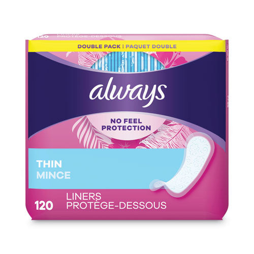 Always Thin Daily Panty Liners, Regular, 120-Pack, 6 Packs-Carton 10796