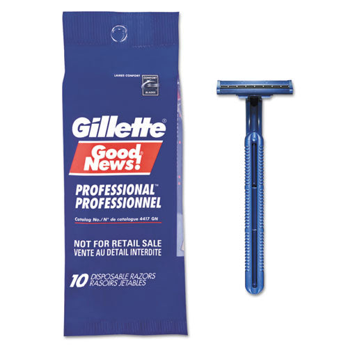 Gillette GoodNews Regular Disposable Razor, 2 Blades, Navy Blue, 10-Pack, 10 Pack-Carton 11004CT