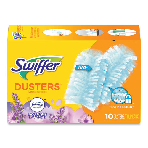 Swiffer Refill Dusters, DustLock Fiber, Light Blue, Lavender Vanilla Scent,10-Box,4 Boxes-Carton 21461