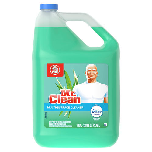 Mr. Clean Multipurpose Cleaning Solution with Febreze, 128 oz Bottle, Meadows and Rain Scent 23124EA