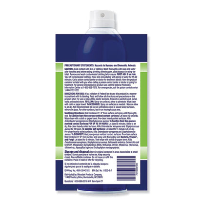 Microban 24-Hour Disinfectant Sanitizing Spray, Citrus, 15 oz Aerosol Spray, 6-Carton 30130
