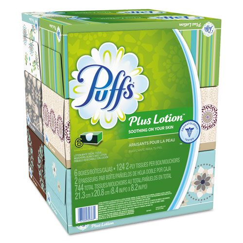 Puffs Plus Lotion Facial Tissue 2 Ply 124 Sheets White (24 Pack) 39383