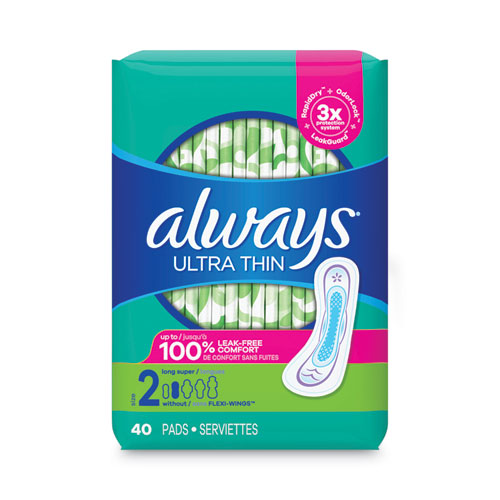 Always Ultra Thin Pads, Super Long 10 Hour, 40-Pack 59874PK
