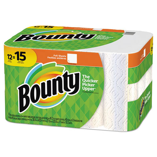 Bounty Kitchen Roll Paper Towels, 2-Ply, White, 45 Sheets-Roll, 12 Rolls-Carton 74697